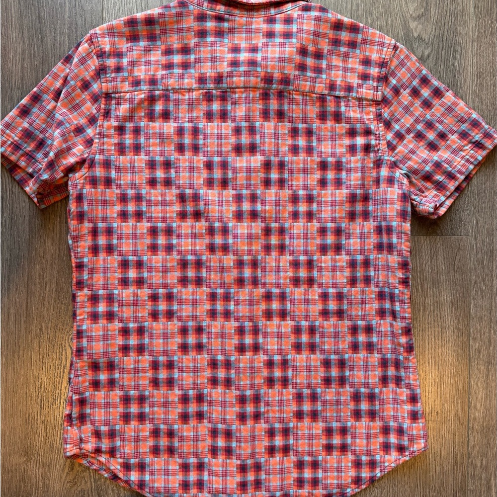 Wildfang Button Down Red Plaid Patchwork Shirt Ge… - image 4